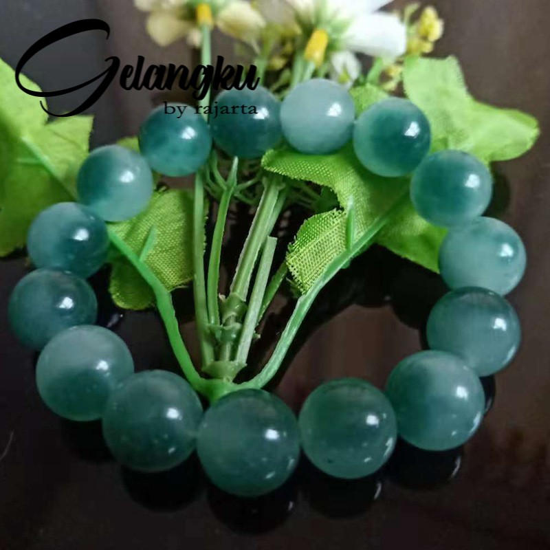 Gelang Beads Natural Flower Jade  14Mm