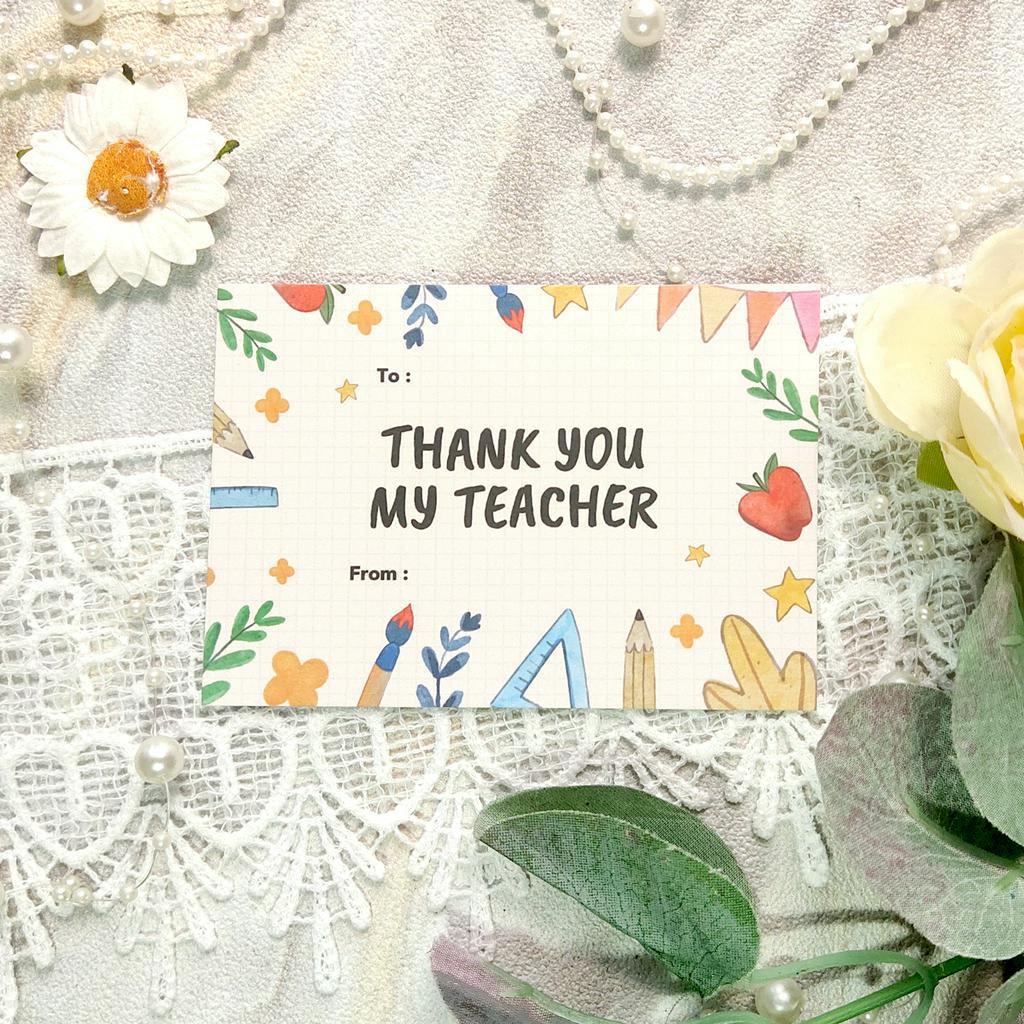 KARTU UCAPAN GREETING CARD THANK YOU TEACHER TERIMA KASIH GURU KELULUSAN isi 10pcs/lembar 10 x 7 cm