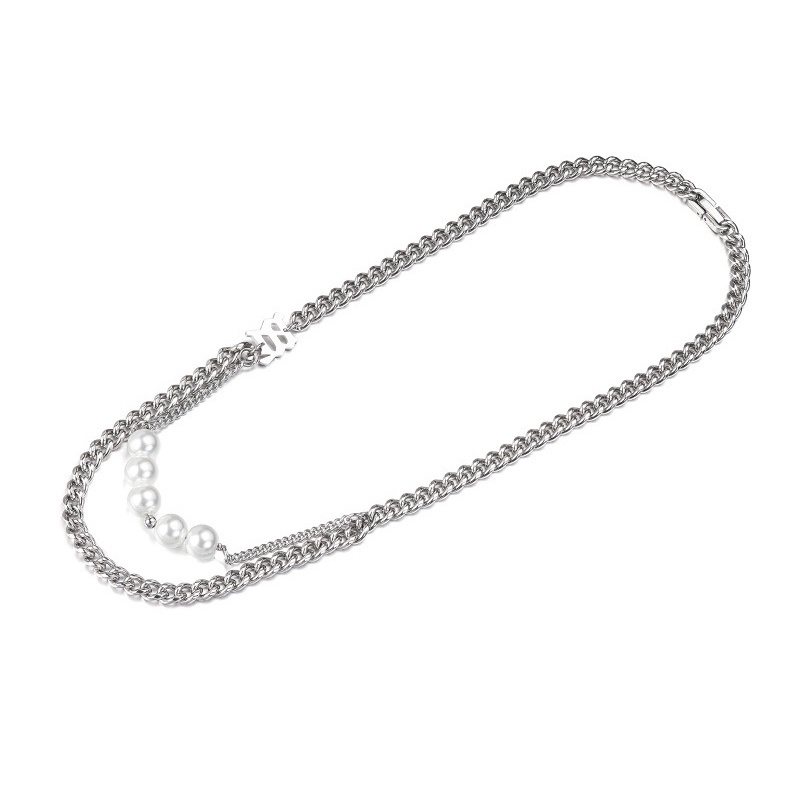 Stitching Pearl Necklace Accessories Titanium Steel Clavicle Chain Fashion Hip Hop Trend