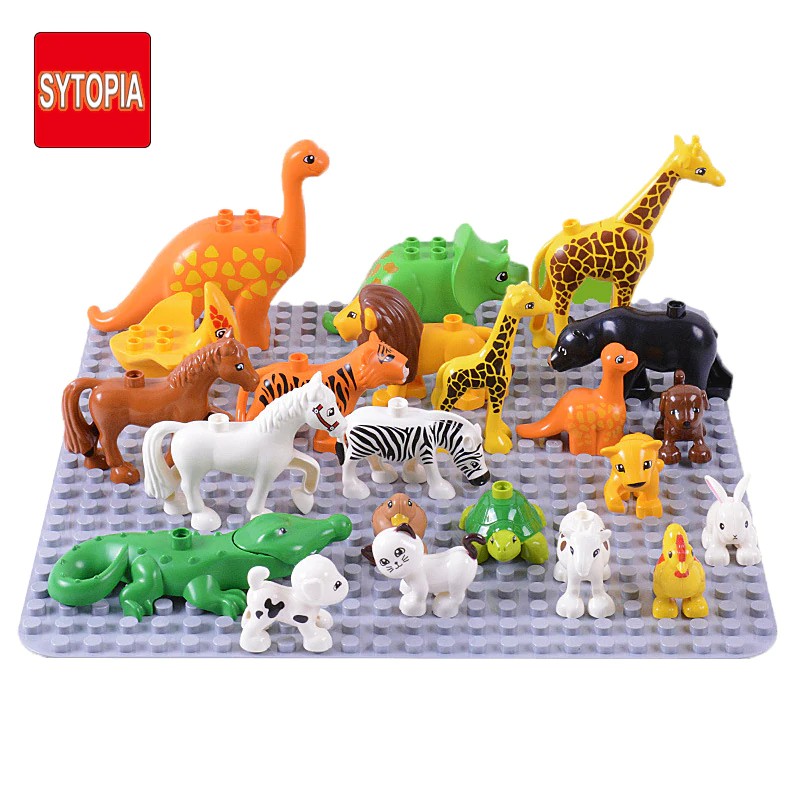 Mainan Lego Big Size Animals Cat Dog Dinosaur Blocks Farm Zoo Kids Blocks Accessories Blocks Toy