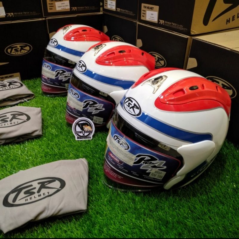 Helm TSR Ram 4 Fredy Spencer (list Silver/tanduk merah)