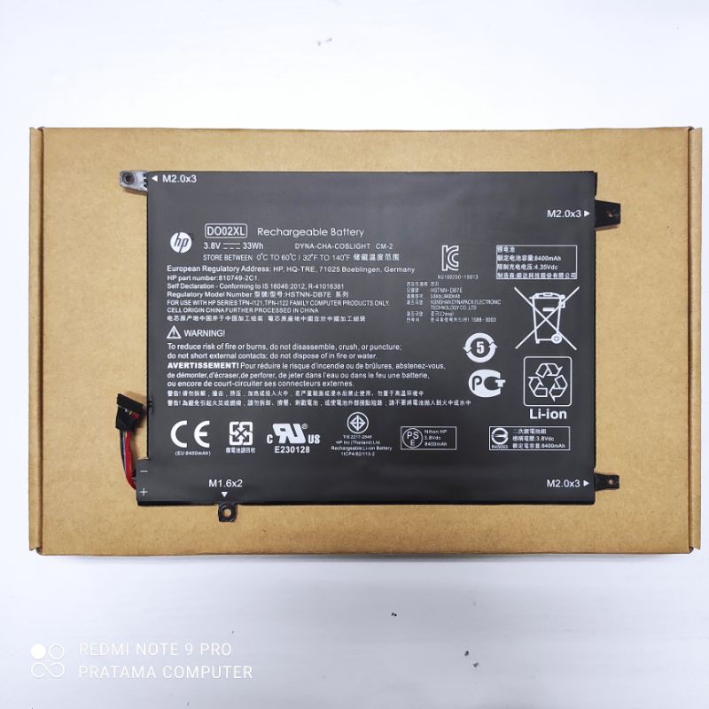 Baterai Original HP Pavillion X2 10 HSTNN-LB6Y TPN-I121 TPN-I122 Series DO02XL