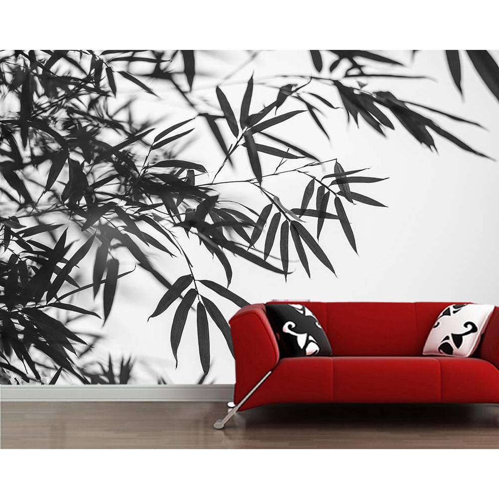 Wallpaper Desain Daun Bambu Hitam Putih 3d Untuk Ruang Tamu Kamar Tidur Shopee Indonesia