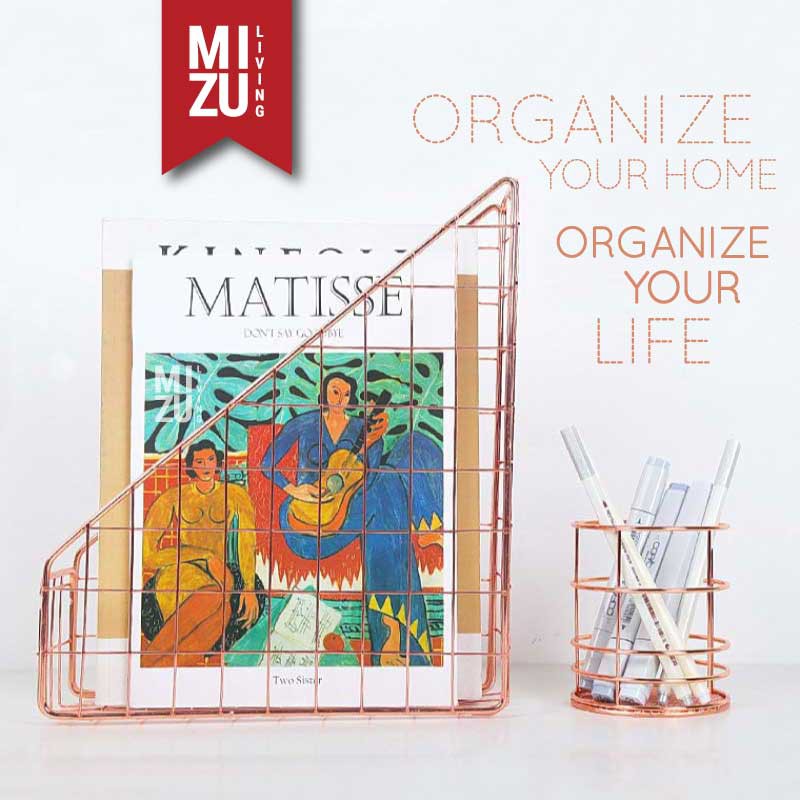 SUBLIMELY GOLDEN UN SINGLE File Holder Magazine Newspaper Rack A4 Box File Emas Desktop Organizer-4