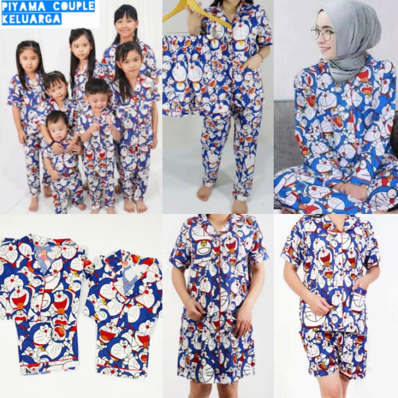 piyama bisa couple mom and kids KUCING Tumpuk baju tidur set/stelan katun jepang karakter