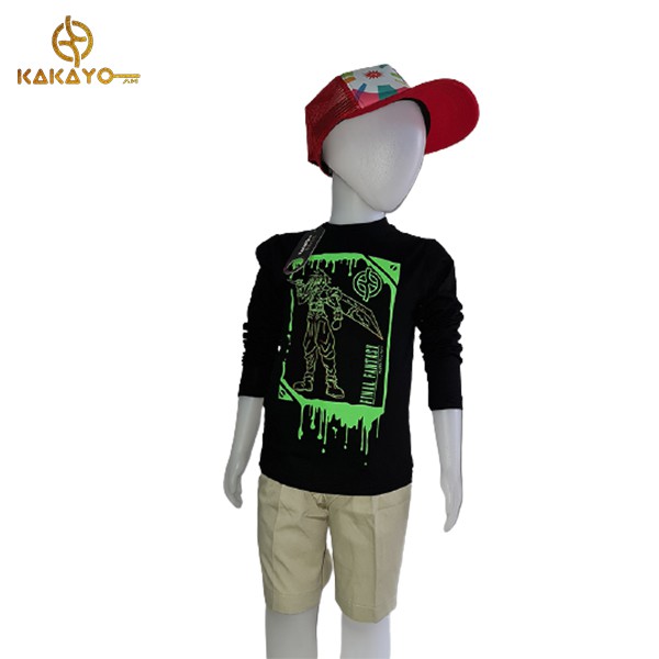 Kakayo /Kaos Anak Laki Laki Lengan Panjang/Baju Anak Cowok/Fashion Anak Laki-Laki/Perempuan/Atasan Anak Laki Laki/Pakaian Anak Cowok/Desain Anime/Sablon Plastisol/Bahan Katun /COD /Flash Sale