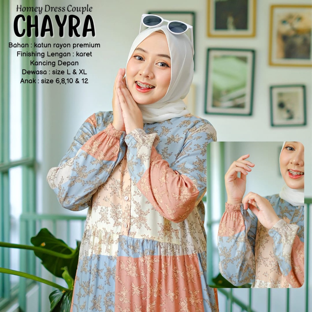 BeautyOne - Homey Dress Chayra Jumbo Gamis Mom &amp; Kids Couple Dress Flower Bahan Katun Rayon Premium Nyaman Dipakai | Bisa COD