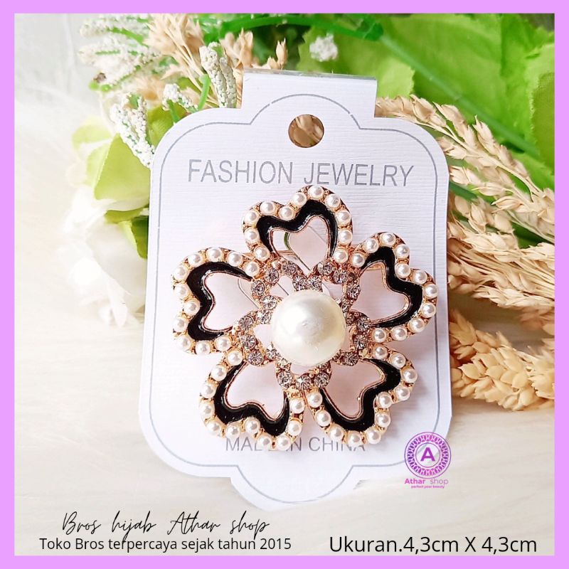 Athar shop COD Bros mutiara kristal fashion korea aksesoris fashion pin bros tuspin-Blackflow 03 gold
