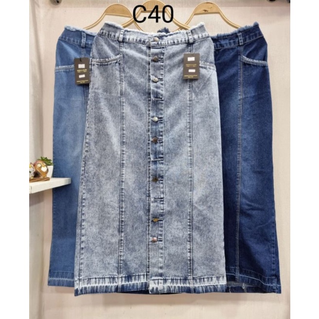 rok span jeans panjang rawis