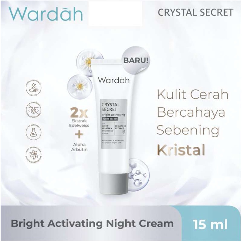 PROMO Wardah CRYSTAL SECRET NIGHT CREAM 15ml (KECIL)/WARDAH/CREAM MALAM/Wardah White Secret