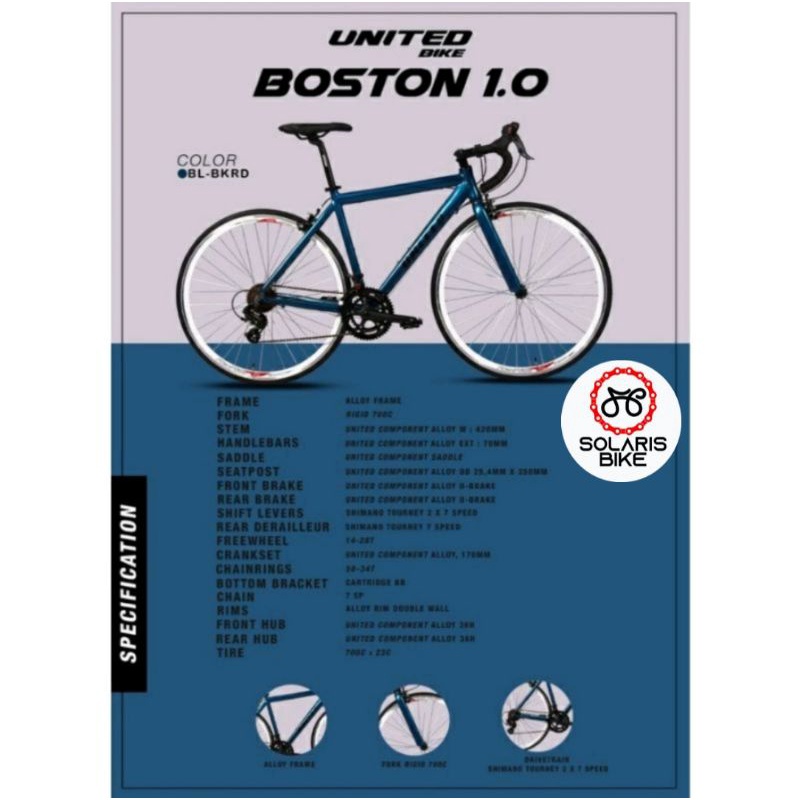 Sepeda Roadbike UNITED BOSTON 1.0 2.0 Balap 700c