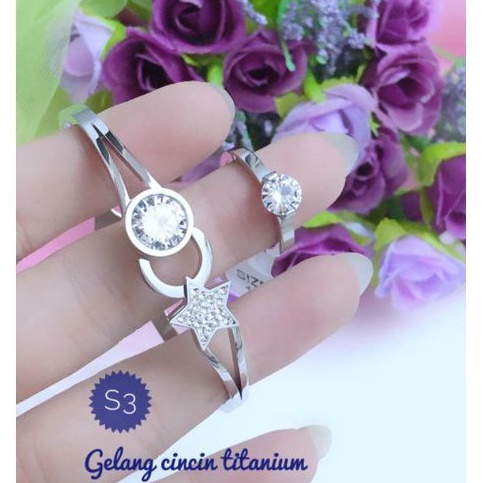 (JUN) TERMURAH Set Perhiasan TITANIUM Anti Karat Gelang Cincin Bintang Silver Modis Xuping Realpic