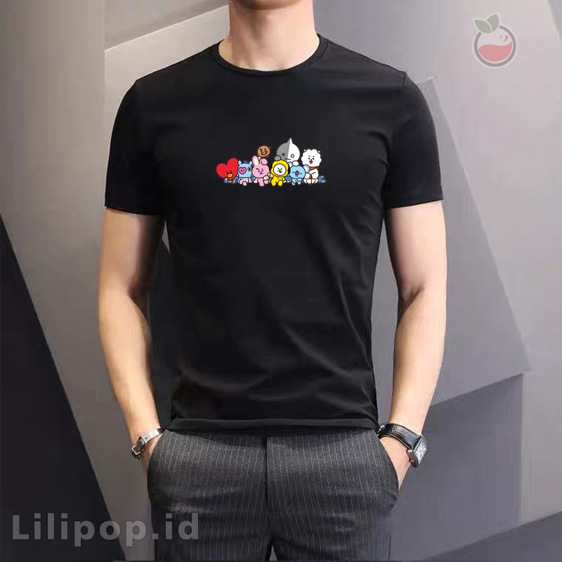 Lilipop Kaos Pria BTS Army Baju Distro Basic Tshirt Kasual