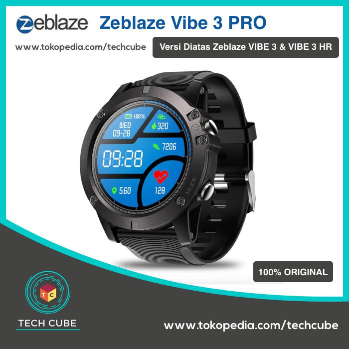 Zeblaze Vibe 3 PRO Full Touchscreen Smartwatch IP67 HeartRate Fitness - Hitam