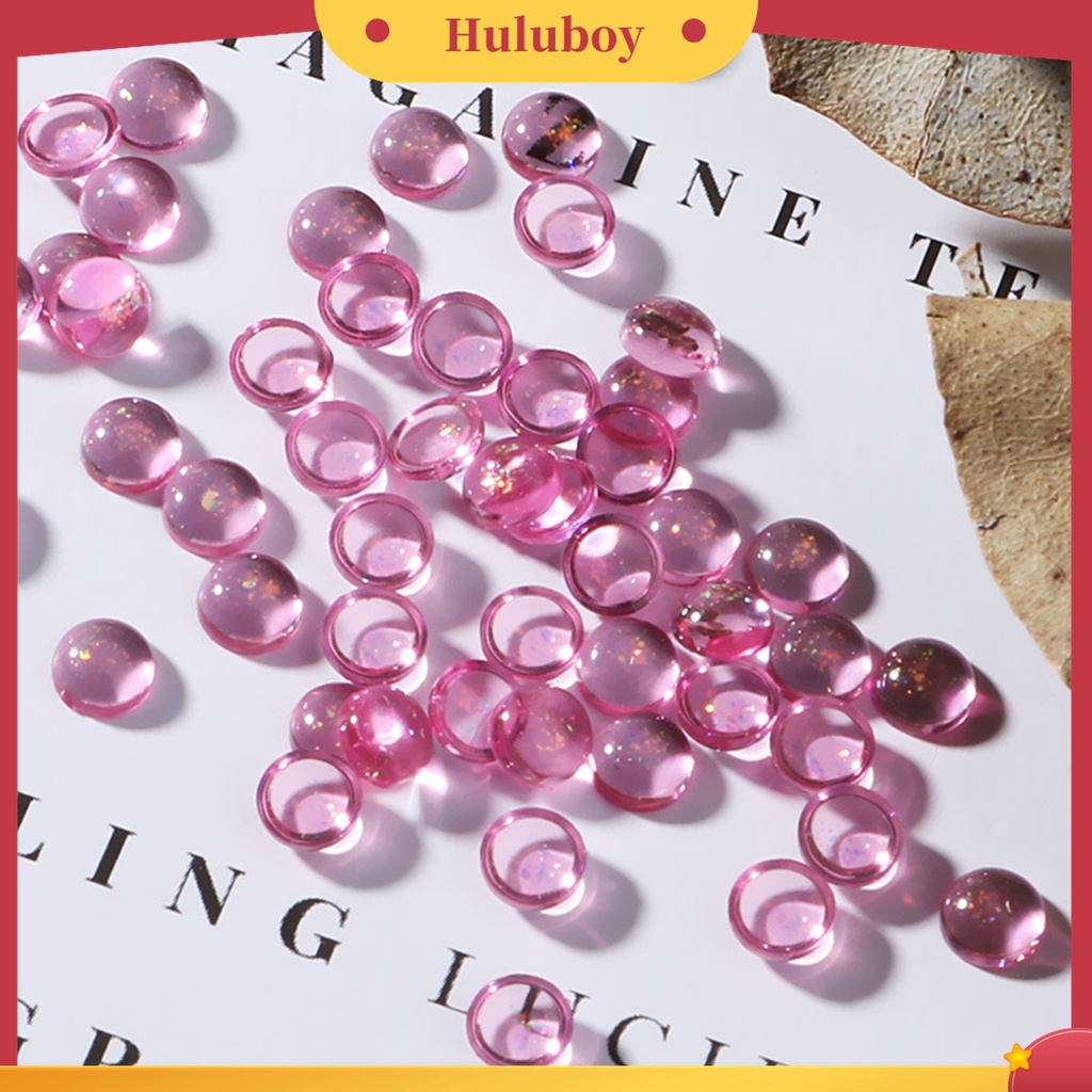 Huluboy Huluboy♡ 100pcs / Kotak Berlian Imitasi Resin Bulat AB Flat Back Warna-Warni Untuk Dekorasi Nail Art / Manicure