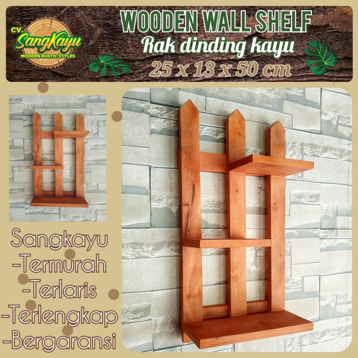 Rak dinding minimalis kayu 25x50 cm rak tanaman hias kayuWood shelves