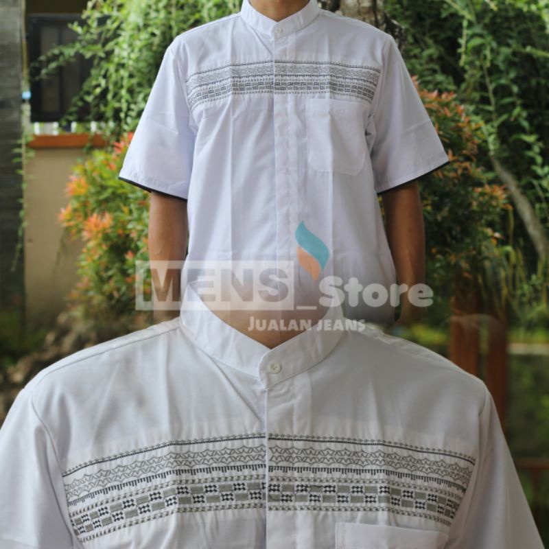 Grosir Baju koko murah/koko lengan pendek-Putih (katun)