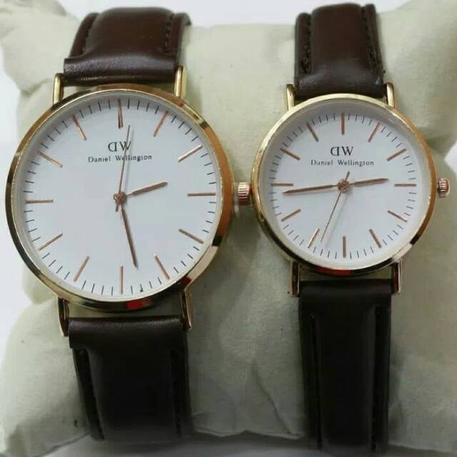 Jam Tangan Couple Daniel Wellington kulit Coklat udah pakai box
