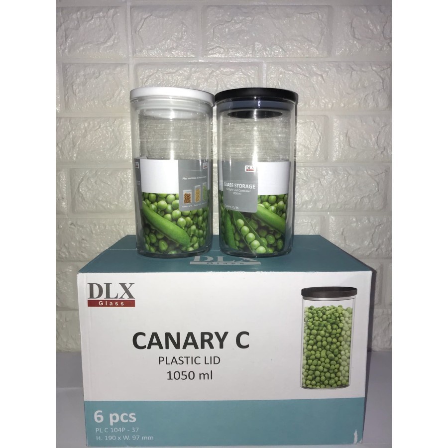 CANARY  C Toples Kaca Kedap Udara Tutup Plastik Ukuran 1050ml ( 16pcs )