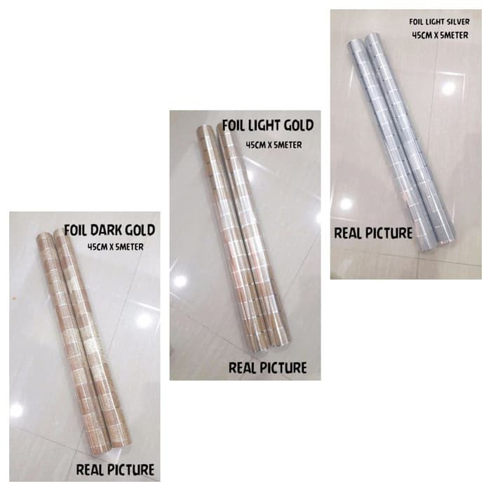 WALLPAPER FOIL DARK GOLD FOIL LIGHT GREY FOIL LIGHT GOLD UK 45CM X 5 METER