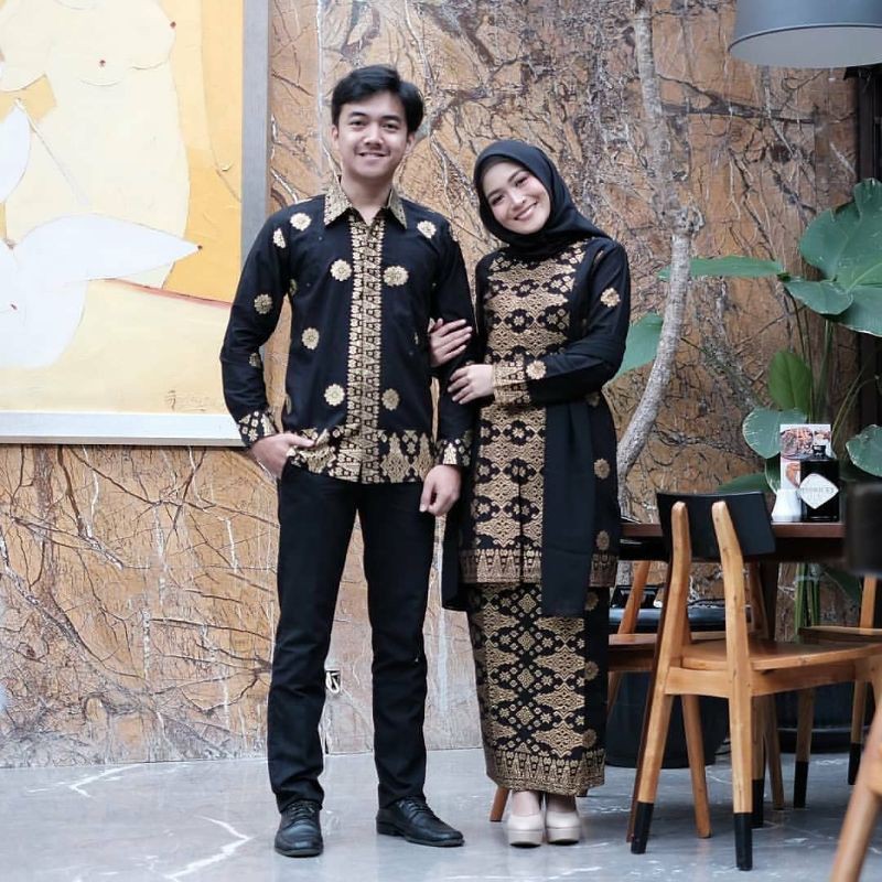 (ADA JUMBO!) ORIGINAL - COUPLE KEBAYA BATIK SONGKET ASHANTY HITAM