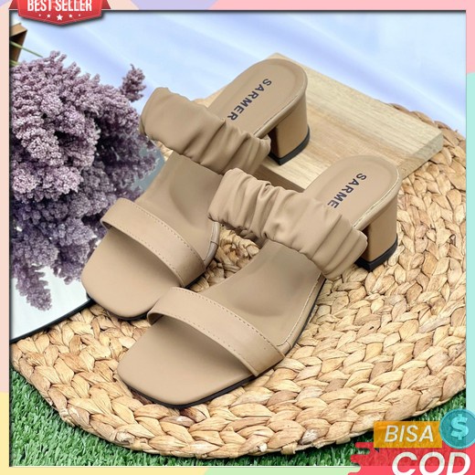Sepatu Sandal Sendal Wedding Shoes Hak Heels Hils Tapak Tumit Tahu Payet Silver Gold Hitam Hantaran 