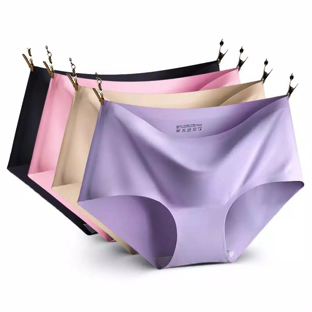 𝐄𝐁𝐒 ✅ PW077 Pakaian Wanita Brief Seamless Packing Plastik Ice Silk Lembut Wanita Import PW077