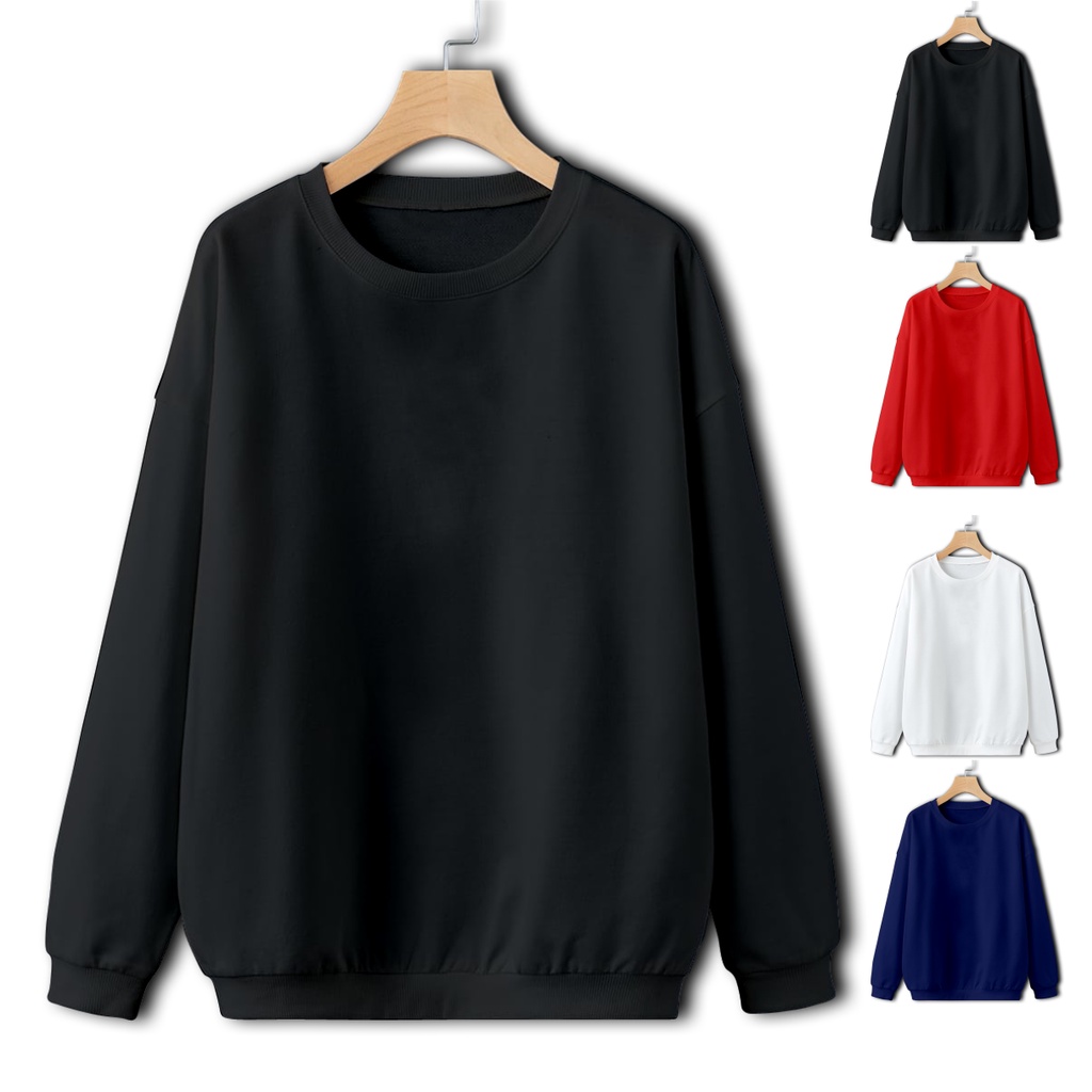 kaos rib Sweater pria/wanita hoodie jaket baju lengan panjang polos basic sweater murah bahan babyte