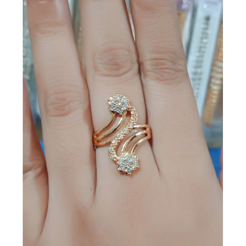 Fourfashion Cincin Dewasa Xuping Motif Permata Double Mewah HH049