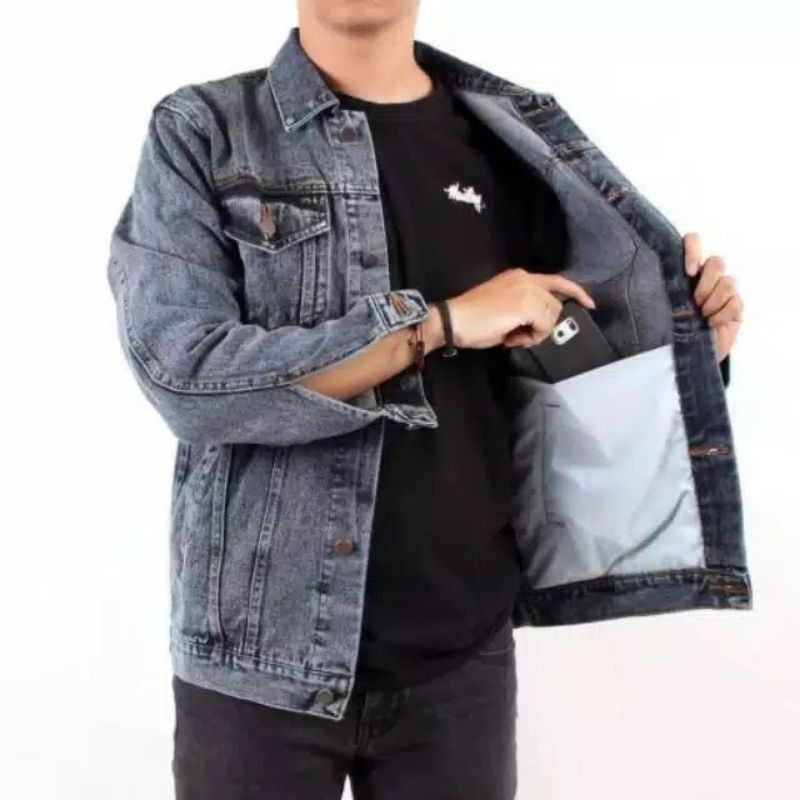 Jaket Jeans Lengan Panjang Pria Jaket Jeans Destro Pria Size:M-XXL