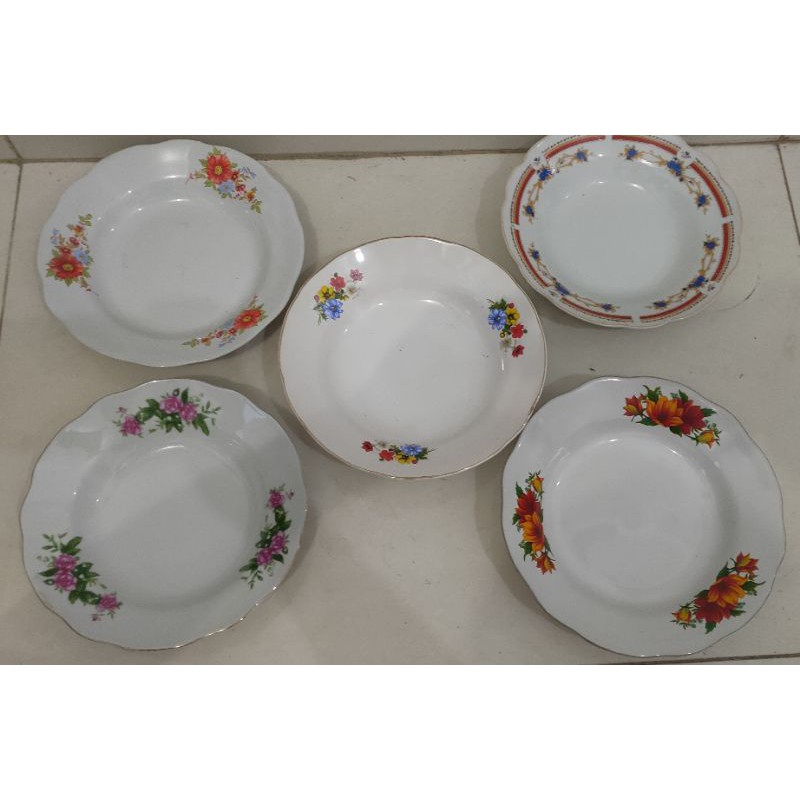 Piring Kue Tanggung 7" Batu Keramik Bunga Cantik Murah