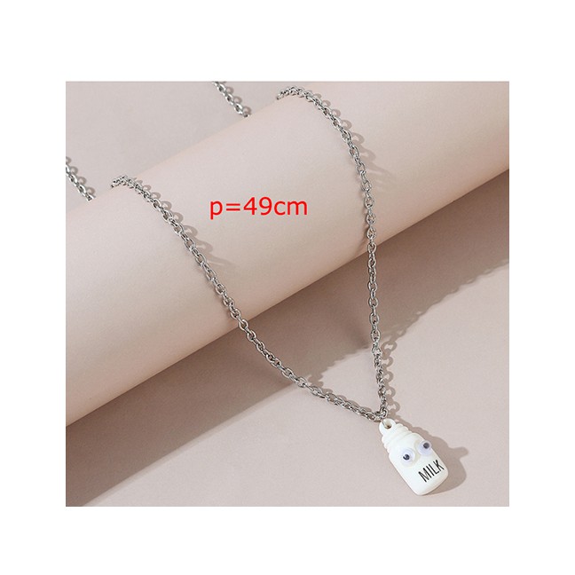 LRC Kalung Fashion White Little Doll Resin Alloy Necklace Y64704