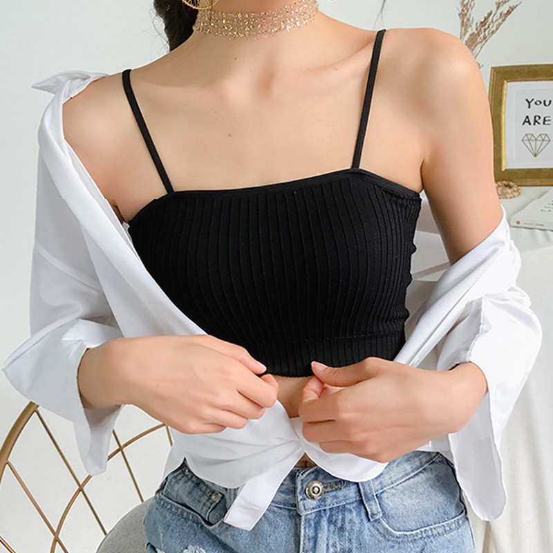 SF- Tanktop Edrea RIB - Crop Top Wanita Tali Spagetti Korean Style-7