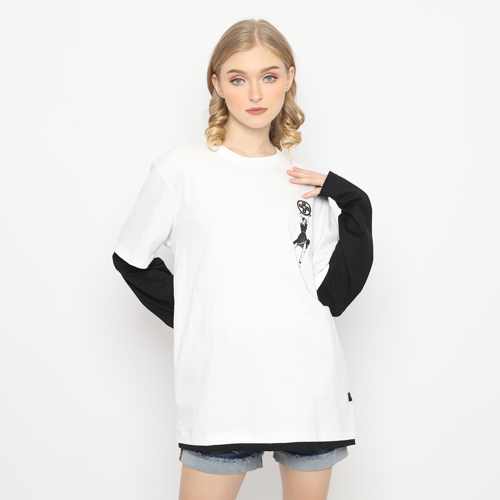 Peoples kaos double layer unisex dance alone - Putih hitam