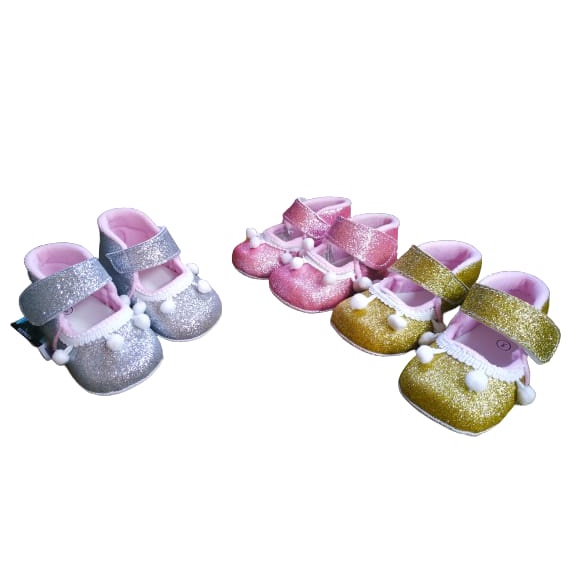 AMH BABY SHOES BLING-BLING RENDA POM-POM 2-13 BULAN