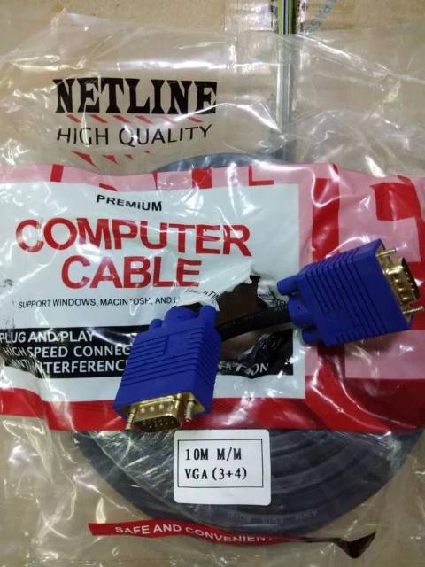 Netline Kabel VGA to VGA 10Meter Gold Plated