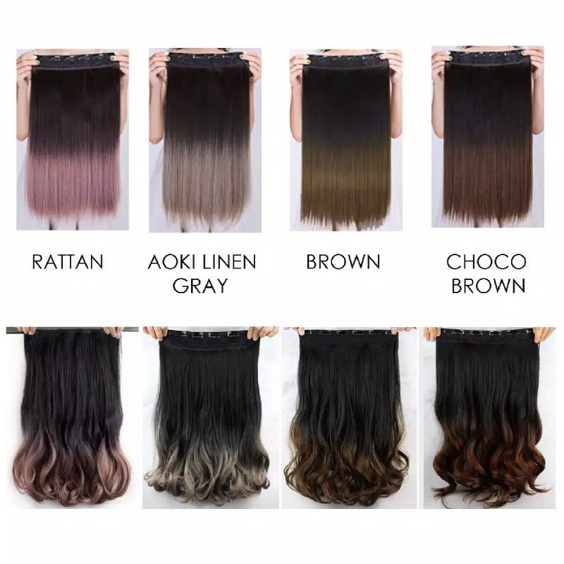 Hair clip / hairclip big layer wavy curly warna ombre gradasi