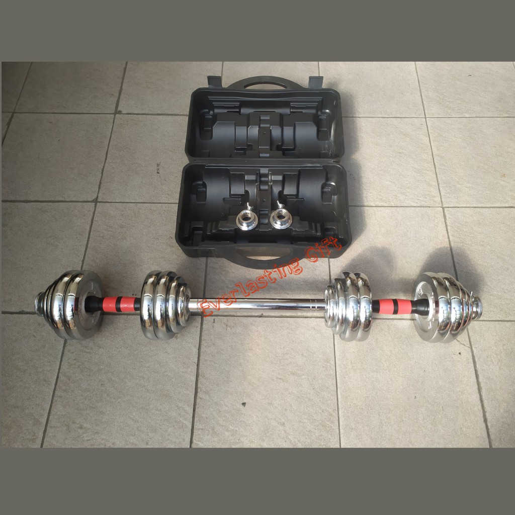 Set Dumbell Barbel 30kg Chrome Termurah