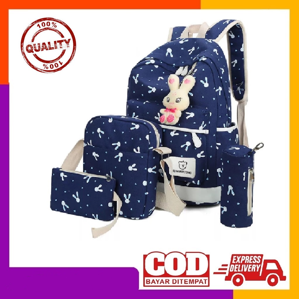 [COD] Tas Ransel Anak Gadis Wanita Sekolah SD SMP Backpack Terbaru Motif Kelinci Bayar Ditempat