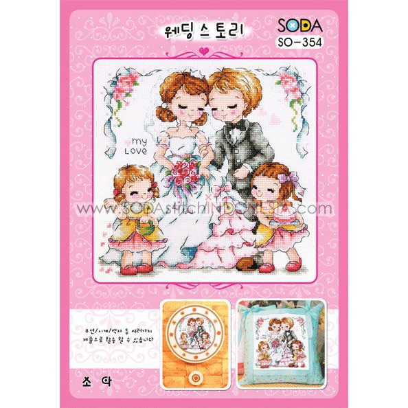 Paket DIY Craft Sulam Kristik Strimin Cross Stitch Sodastitch SO-354 - Wedding Story