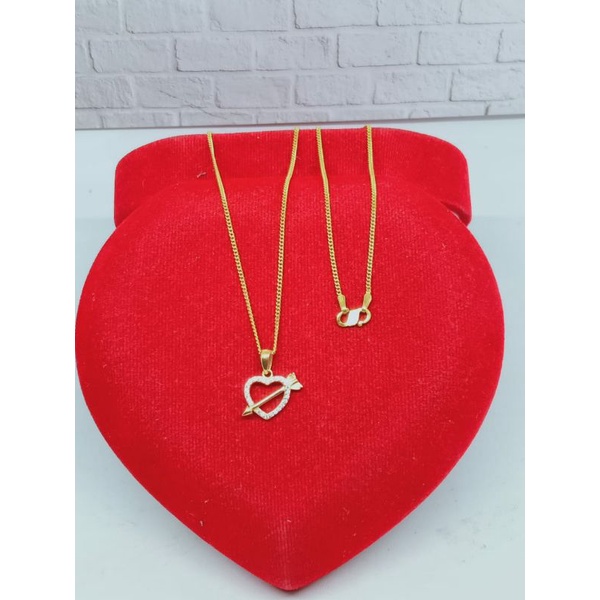 KALUNG PERAK ASLI SILVER 925 LAPIS EMAS/KALUNG RANTA STANG MINI+LIONTIN LOVE PANAH MP/ASLI SILVER/FASHION WANITA