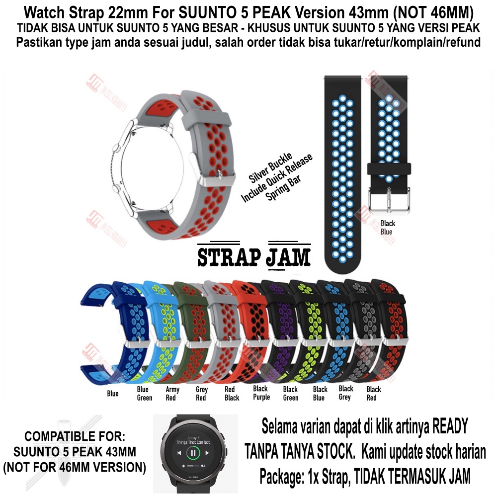 NSB Strap Suunto 5 Peak 43mm (VERSI PEAK) - Tali Jam 22mm Silikon Sporty Breathable