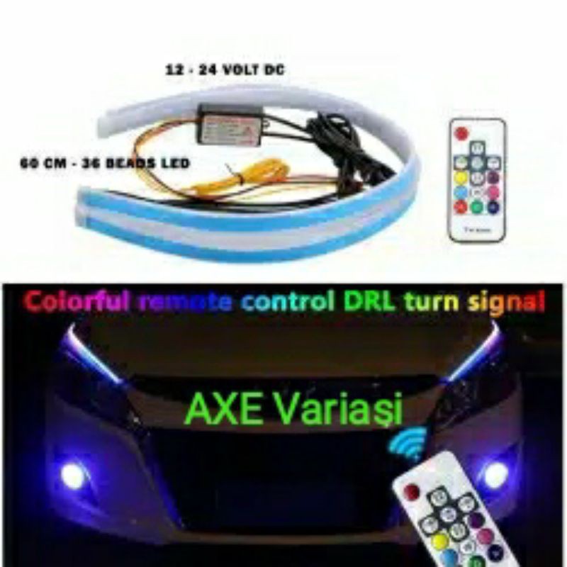 Lampu LED Alis Slim Flexible 30CM 45CM 60CM Remote RGB Sein Jalan Running Motor Mobil 30 45 60 CM