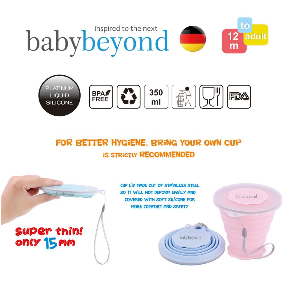 BABY BEYOND SILICONE COLLAPSIBLE CUP 350ML / BB1040 (PERLENKAPAN MAKAN DAN MINUM)