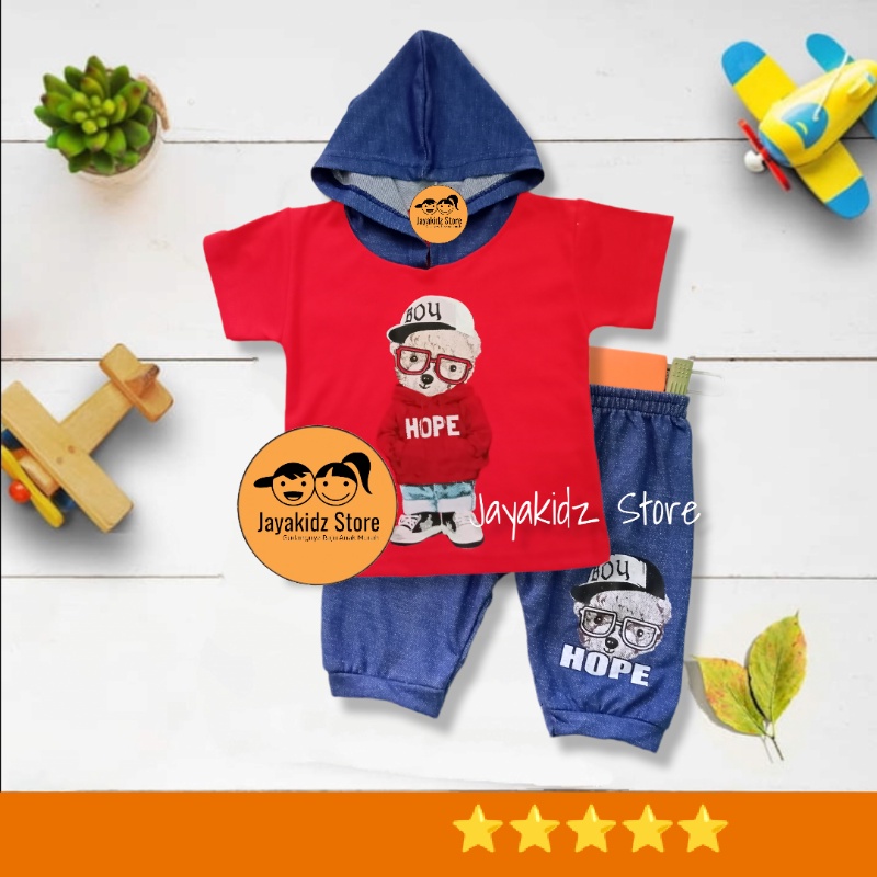 Setelan Baju Bayi New Born Laki Laki Celana Pendek Usia 0 6 12 Bulan JVC KIDS