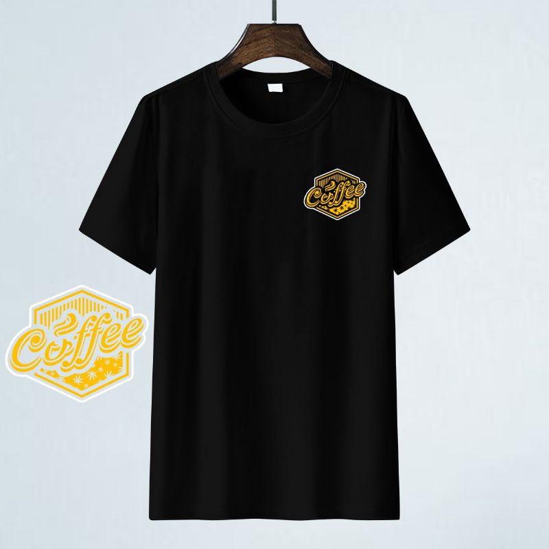 Kaos distro oblong sablon DTF  GOLD COFFEE FIT TO M,L,XL,XXL