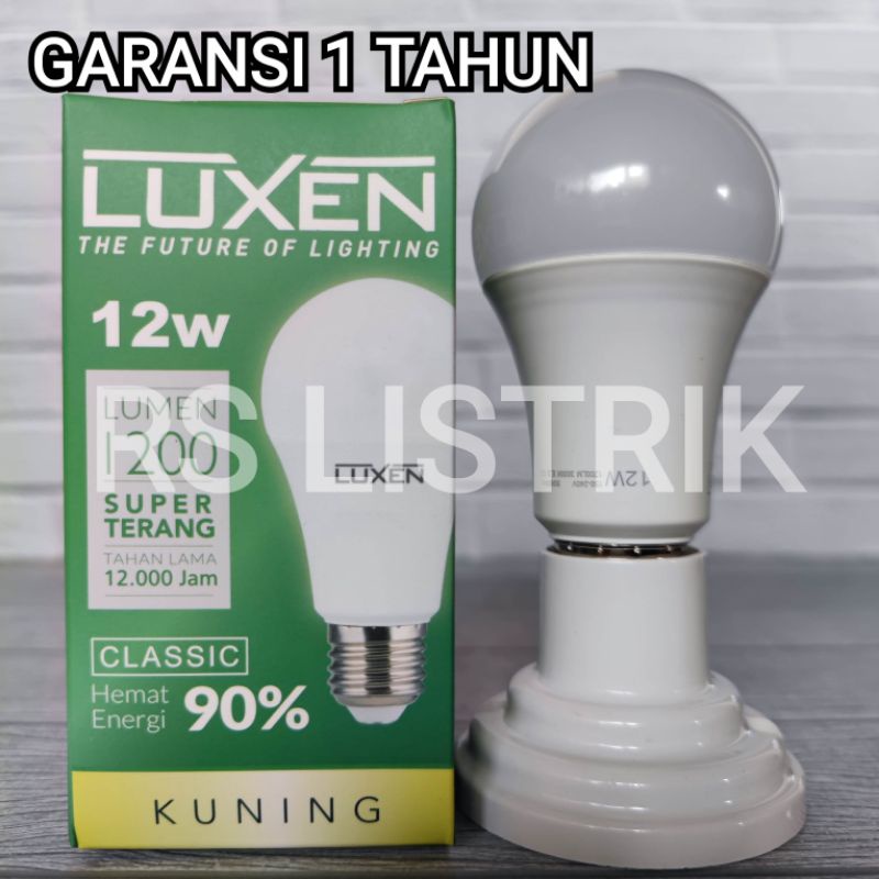 LUXEN LAMPU LED BULB 12W 12 WATT CLASSIC KUNING 3000K WARM WHITE