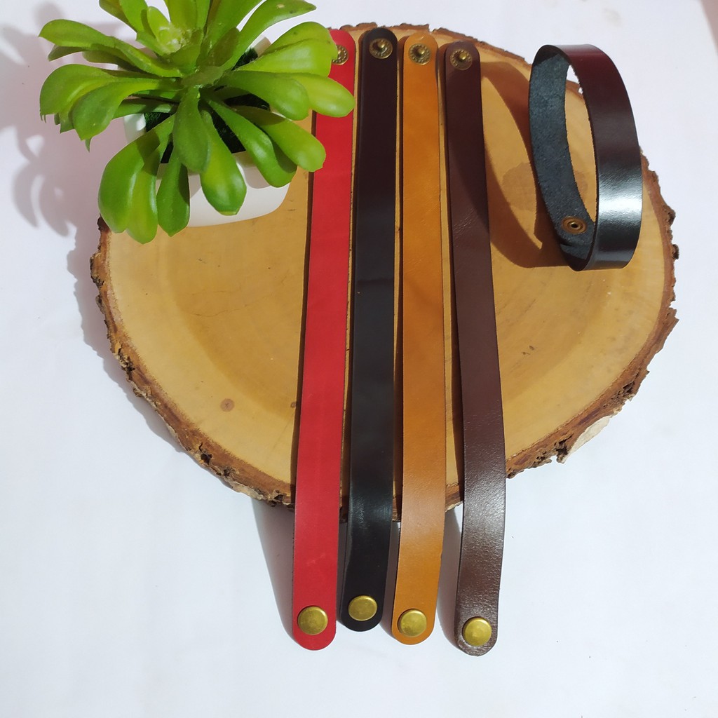 Gelang Kulit Pria / Gelang Cowok / Gelang Kulit Lebar Gaya Vintage Punk Untuk Wanita Kulit Asli Kuat