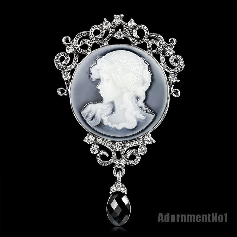 (Adornmentno1) 1pc Bros / Pin Gaya Victoria Motif Cameo Aksen Kristal Untuk Aksesoris Wanita / Pesta Pernikahan