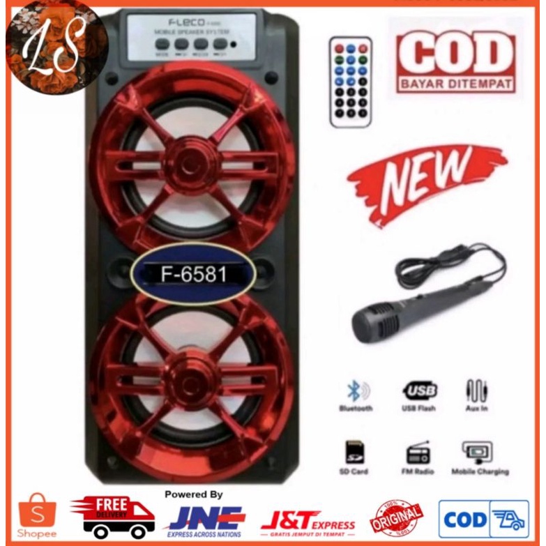 speaker Fleco 6581 bluetooth karaoke gratis mic